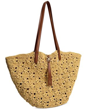 Sam Edelman Layla Floral Raffia Fan Tote - Metallic