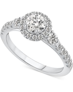 X3 Diamond Halo Engagement Ring (1 Ct. T.w. - White