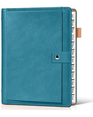 Danrong Academic Weekly Monthly Planner Hardcover Leather Organizer For Students Teachers - Blue