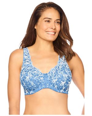 Amoureuse Plus Size Embroidered Underwire Bra - Blue