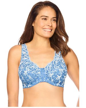 Amoureuse Plus Size Embroidered Underwire Bra - Blue