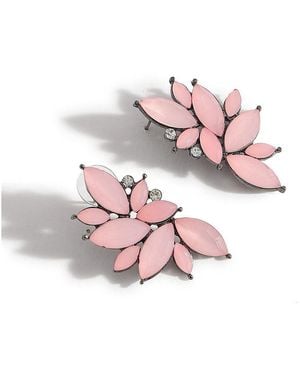 SOH Embellished Cluster Stud Earrings - Pink