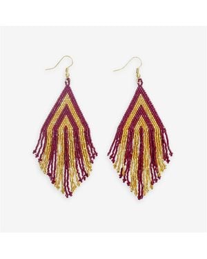 INK+ALLOY Haley Game Day Beaded Fringe Earrings - Brown