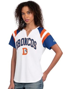 Starter White Denver Broncos Game On Notch Neck T-shirt - Blue