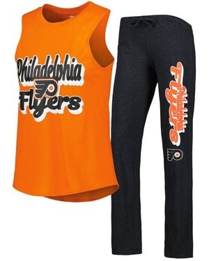 Concepts Sport 2-piece Heather Orange/black Philadelphia Flyers Meter Muscle Tank Top And Pants Sleep Set