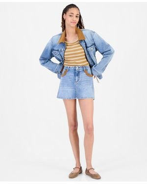 And Now This Denim A-line Mini Skirt - Blue