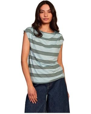 Celtic & Co. Slash Neck Cap Sleeve T-shirt - Blue