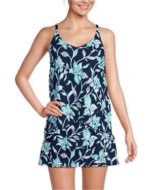 Lands' End Tulip Hem Tankini Top - Blue