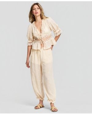 And Now This Embroidered Balloon Pants - Natural