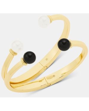Charter Club Glass And Faux Pearl Bangle Bracelet - Metallic