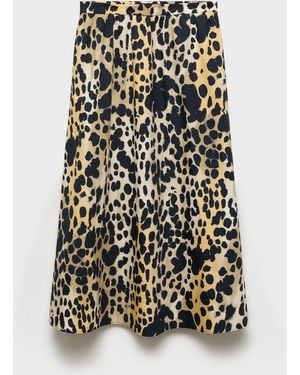Mango Animal-print Cotton Skirt - Black
