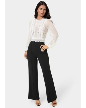 Bebe Lace Top Straight Leg Jumpsuit - White