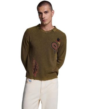 Desigual Printed Polo Sweater - Brown