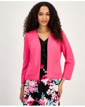 Kasper Patch Pocket Open-front Jacket - Pink