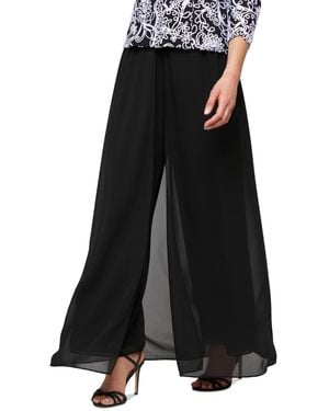 Alex Evenings Chiffon-layered Wide-leg Pants - Black