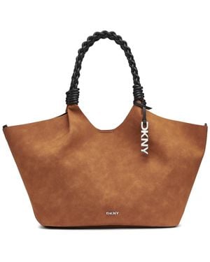 DKNY Paula Snap Closure Medium Tote Bag - Brown