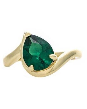 Rivka Friedman Kelly Green Pear Cz Shaped Wavy Band Solitaire Ring - Black