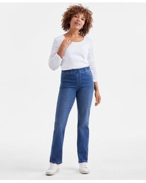 Style & Co. Mid-rise Straight-leg Pull-on Denim Jeans - Blue