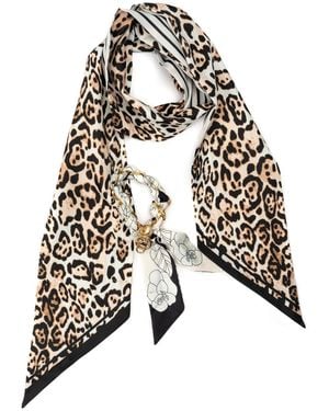 BCBGMAXAZRIA Leopard Striped Twilly Scarf Set - White