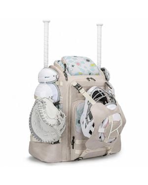 Peneyon Baseball Softball Catchers Gear Backpack 80l Capacity With Cooler Pocket Shoe Compartment - White