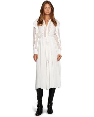 Belle & Bloom Slow Dance Long-sleeve Midi Ruffled Dress - White