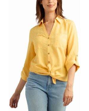 Bcx Heavy Dobby Stripe Button-up Shirt - Yellow