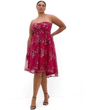 City Chic Ambrosia Strapless Tulle Dress - Red