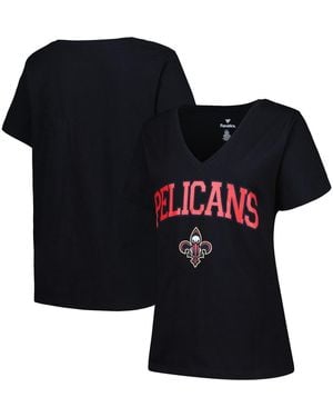 Profile New Orleans Pelicans Plus Size Arch Over Logo V-neck T-shirt - Black