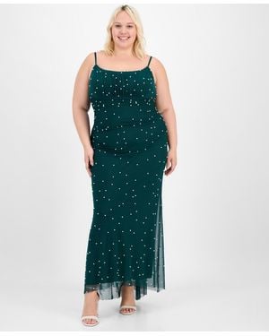 B Darlin Trendy Plus Size Emma Faux-pearl Beaded Gown - Green