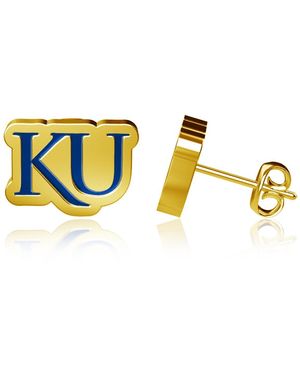 Dayna Designs Kansas Jayhawks Gold-plated Enamel Post Earrings - Metallic