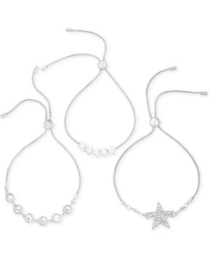 Guess 3-pc. Set Rhinestone Bezel & Star Slider Bracelets - White