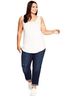 Avenue Plus Size Girlfriend Rip Jean - Blue