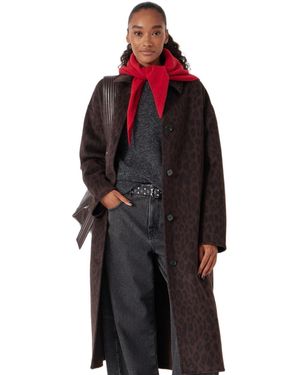 Hush Edie Pure Wool Leopard Double Faced Coat - Blue