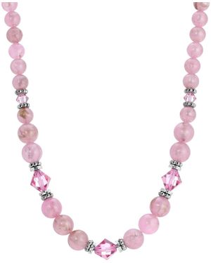 2028 Acrylic Bead Crystal Strand Necklace - Pink