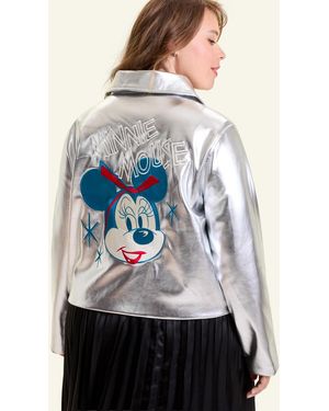 Disney | Macy's | Plus Size Minnie Mouse Faux-leather Jacket Embellished - White