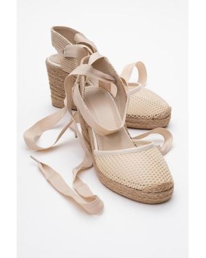 Forever & Always Shoes Lions Mesh Leather Wedge Espadrilles Sandal () - Natural