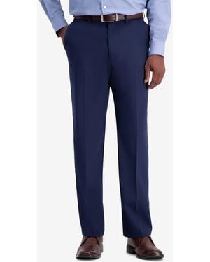 Haggar Jmh 4-way Stretch Classic Fit Flat Front Dress Pant - Blue