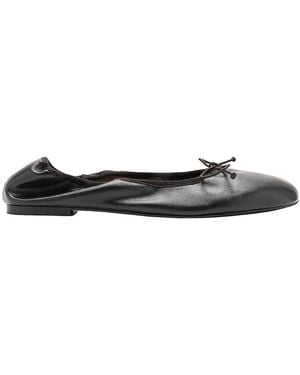 Mango Bow Elastic Faux Leather Ballet Flats - Black