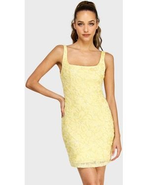 Alex & Sophia Square Neck Mini Dress - Yellow