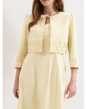 Phase Eight Wilda Embroidered Scallop Cropped Jacket - Natural