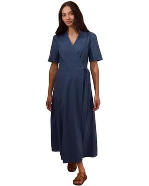 Celtic & Co. Luxurious Linen Wrap Midi Dress - Blue