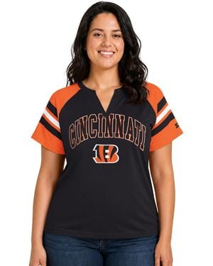 Starter Cincinnati Bengals Plus Size Game On Notch Neck Raglan T-shirt - Black