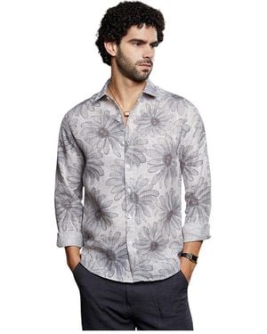 Campus Sutra Coin Gloomy Daisy Shirt - Gray