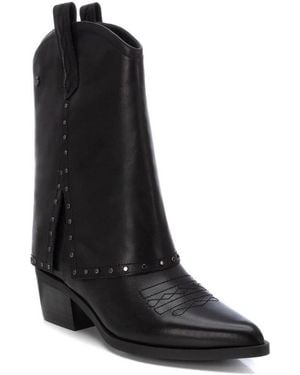 Xti Leather Italian Western Booties Carmela Collection - Black