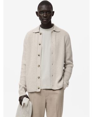 Mango Ribbed Knit Cardigan - Natural