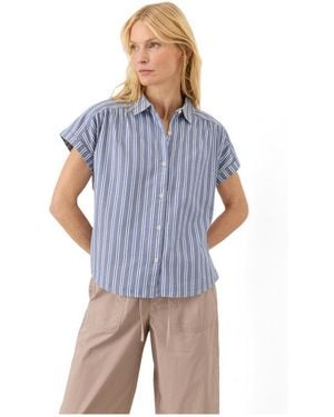 Pact Organic Cotton All Day Poplin Shirred Shirt - Blue