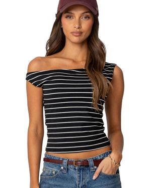 Edikted Keryn Striped Asymmetric Top - Black