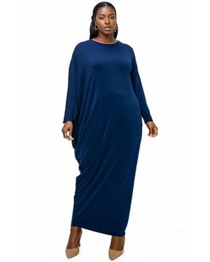 L I V D Plus Size Louella Asymmetrical Maxi Dress - Blue