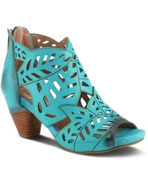 L'ARTISTE L Artiste S Icon Laser-cut Leather Bootie - Blue