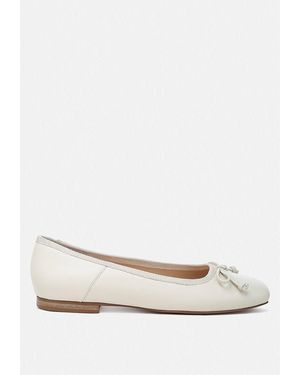 Rag & Co Lutten Square-toe Bow Ballerinas - Natural